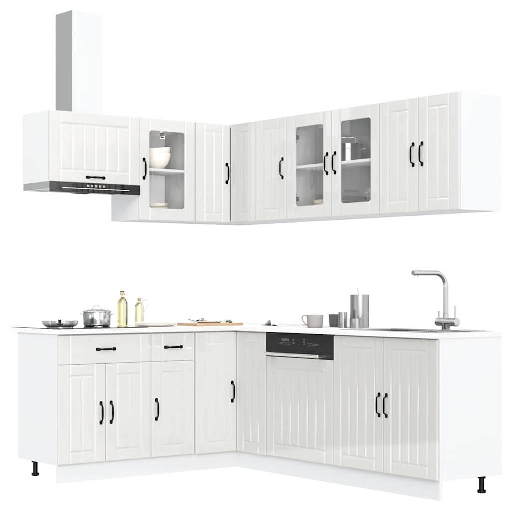 11 Piece Kitchen Cabinet Set "Lucca" Engineered Wood High gloss white