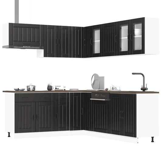 11 Piece Kitchen Cabinet Set "Lucca" Engineered Wood Black