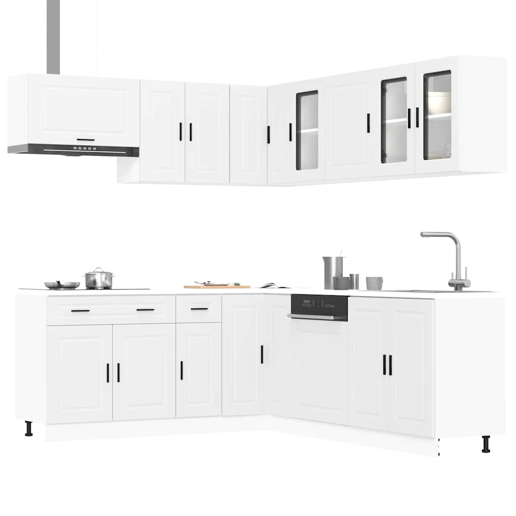 11 Piece Kitchen Cabinet Set "Porto" Engineered Wood White