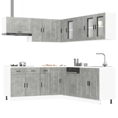 11 Piece Kitchen Cabinet Set "Porto" Engineered Wood Concrete grey