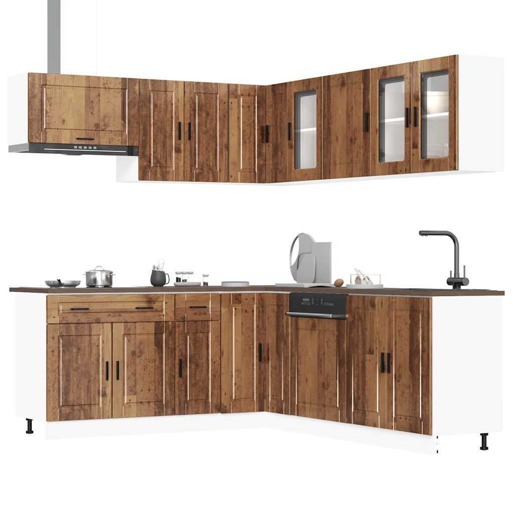 11 Piece Kitchen Cabinet Set "Porto" Engineered Wood Old wood