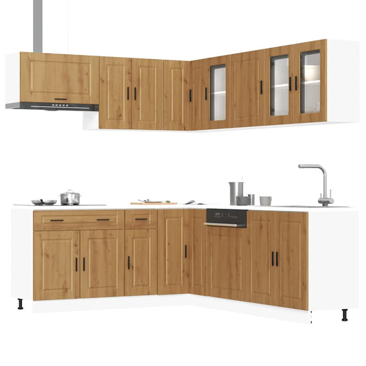 11 Piece Kitchen Cabinet Set "Porto" Engineered Wood Artisian oak