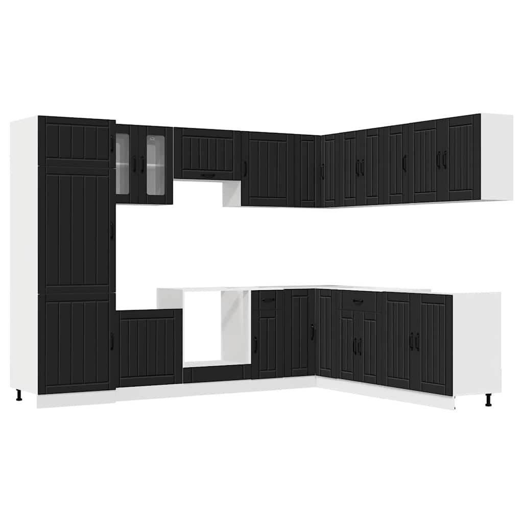 14 Piece Kitchen Cabinet Set "Lucca" Engineered Wood Black