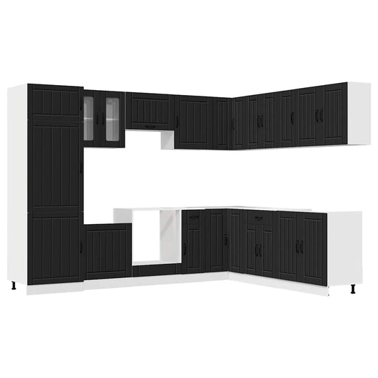 14 Piece Kitchen Cabinet Set "Lucca" Engineered Wood Black
