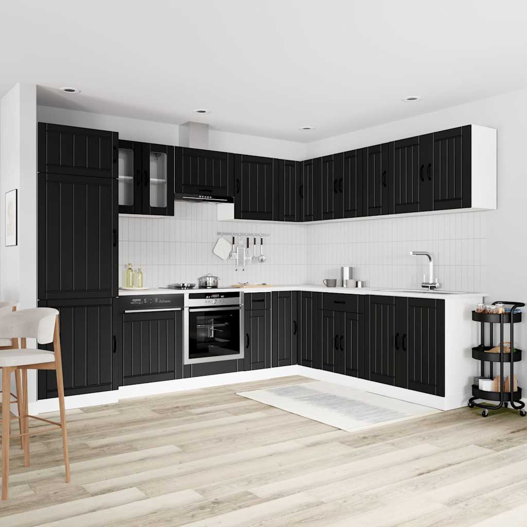 14 Piece Kitchen Cabinet Set "Lucca" Engineered Wood Black