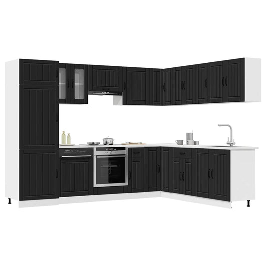 14 Piece Kitchen Cabinet Set "Lucca" Engineered Wood Black