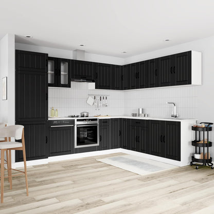 14 Piece Kitchen Cabinet Set "Lucca" Engineered Wood Black