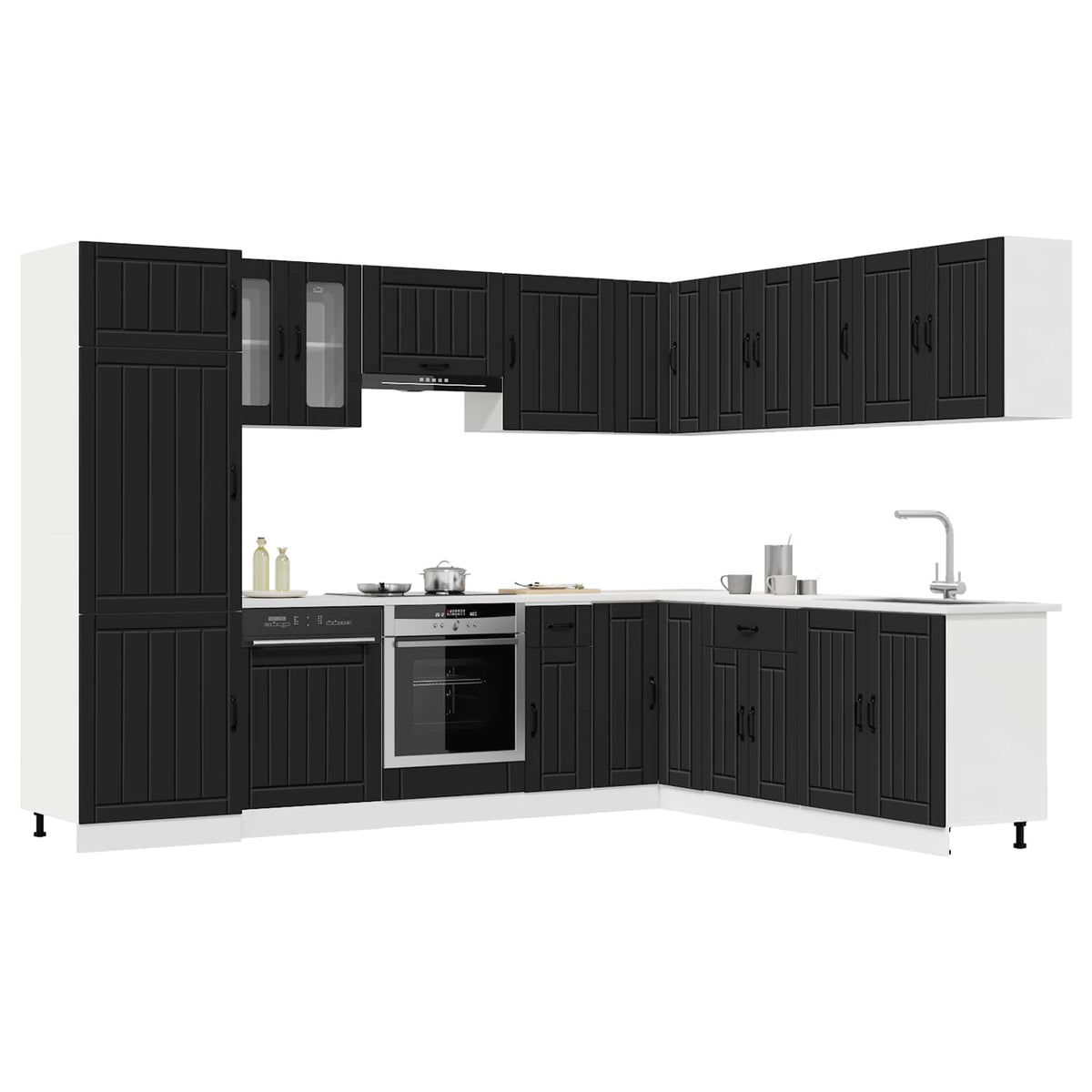 14 Piece Kitchen Cabinet Set "Lucca" Engineered Wood Black