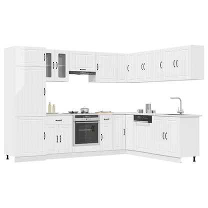 14 Piece Kitchen Cabinet Set "Lucca" Engineered Wood High gloss white