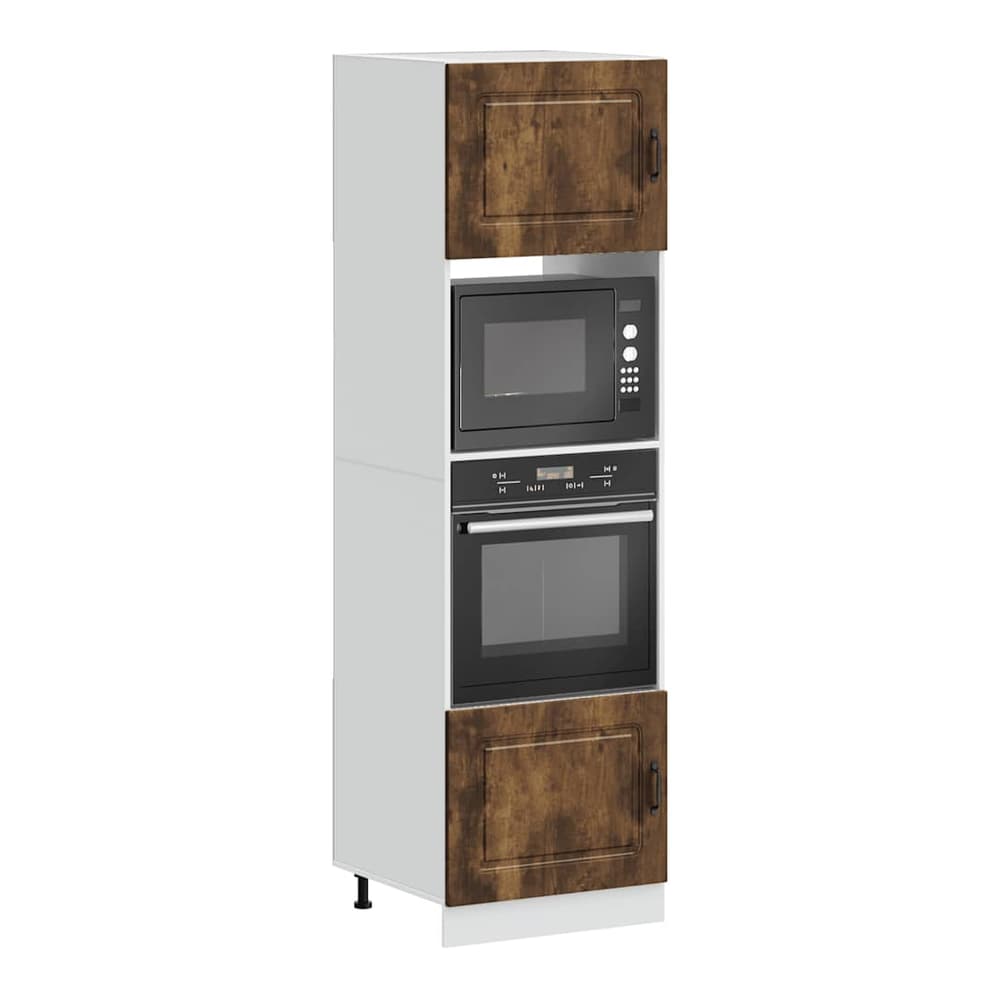 Kitchen Base Cabinet "Kalmar" Engineered Wood Smoked Oak 1x oven cabinet 60 cm wide 207 cm high