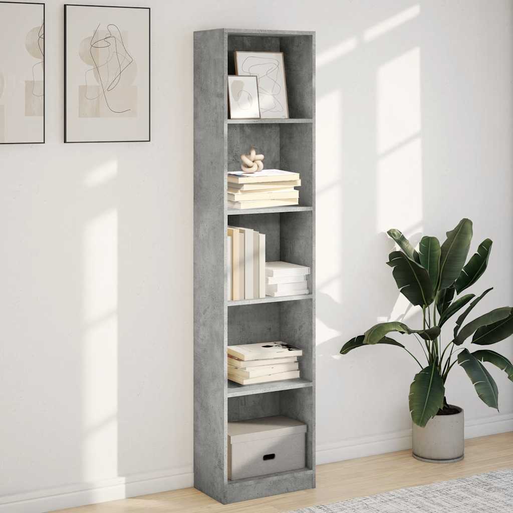 vidaXL Bookcase Concrete Grey 40x24x176 cm Engineered Wood 3