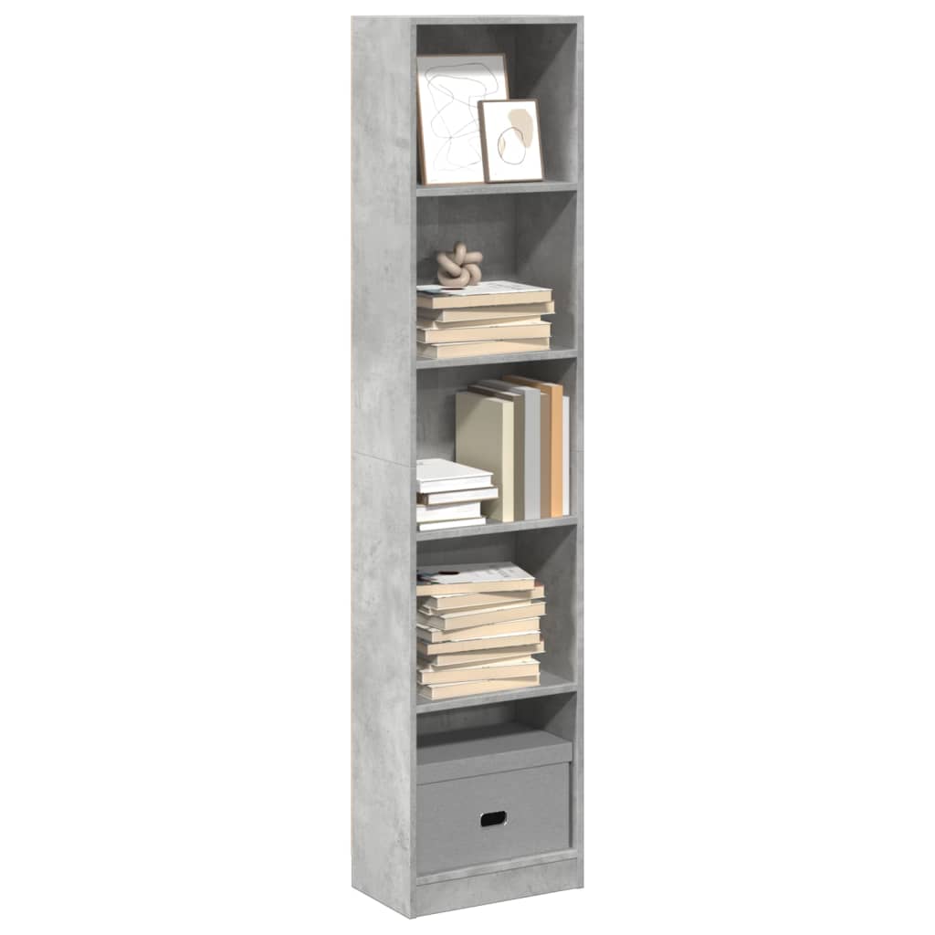 vidaXL Bookcase Concrete Grey 40x24x176 cm Engineered Wood 1
