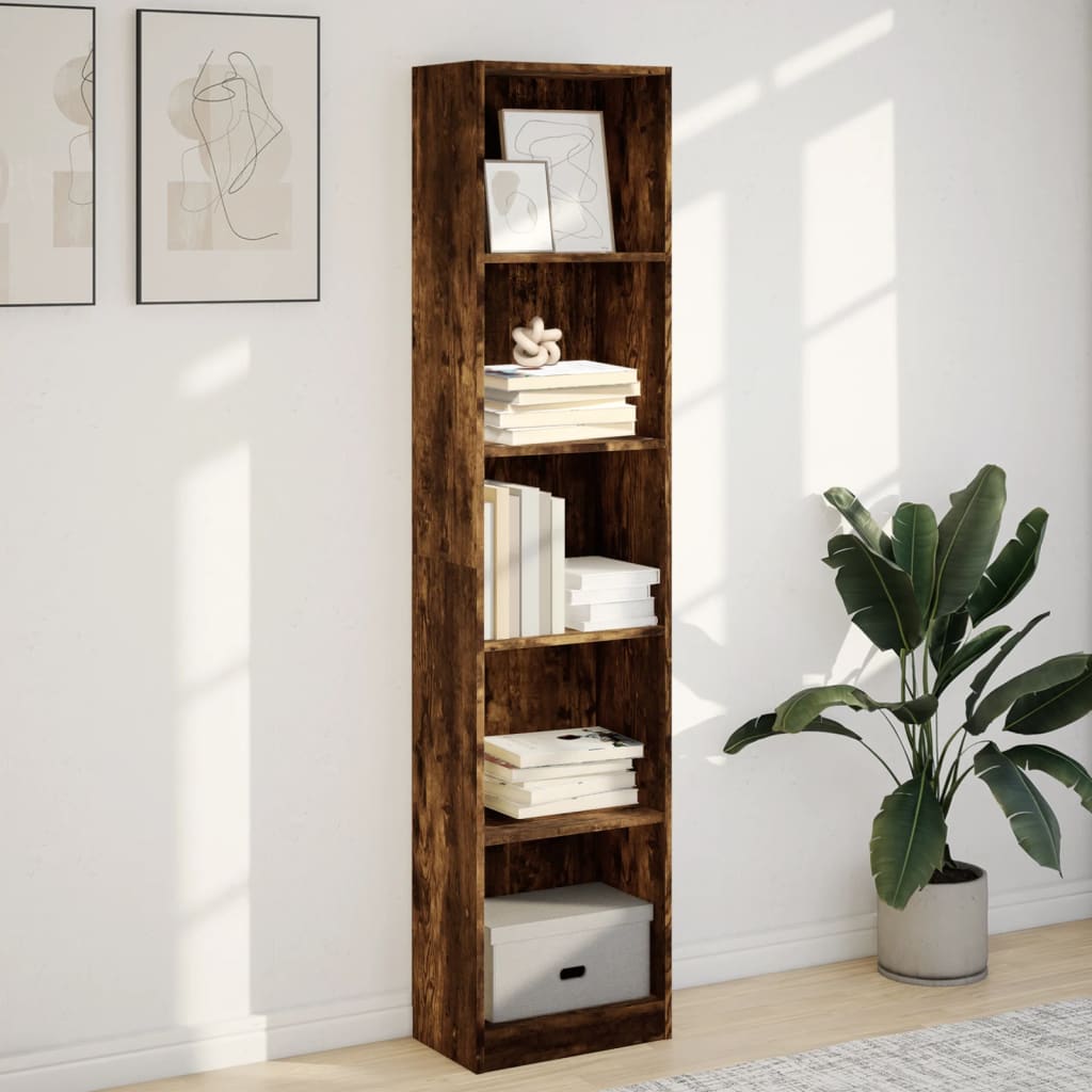 vidaXL Bookcase Smoked Oak 40x24x176 cm Engineered Wood 3