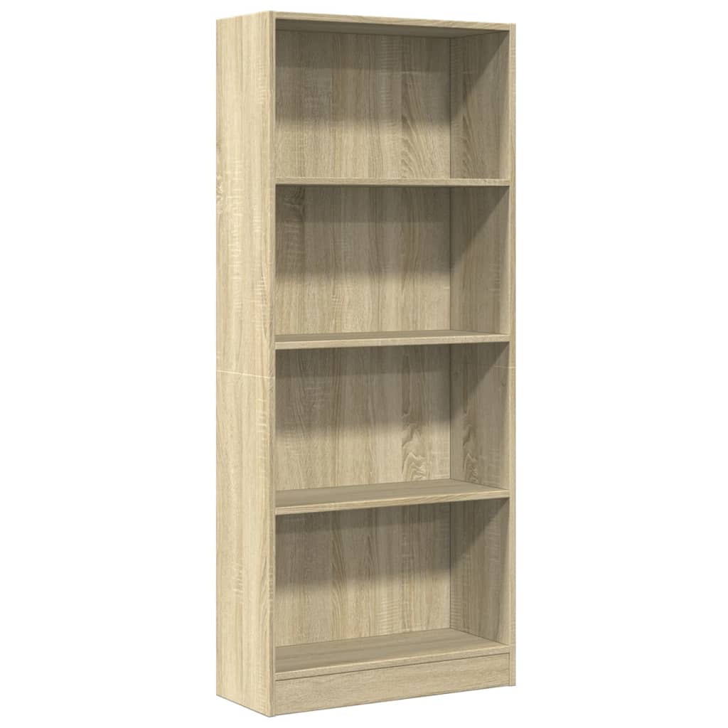 vidaXL Bookcase Sonoma Oak 60x24x143 cm Engineered Wood 2