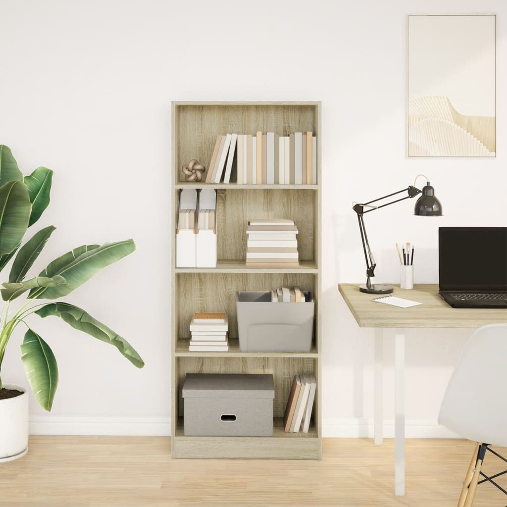 vidaXL Bookcase Sonoma Oak 60x24x143 cm Engineered Wood 3