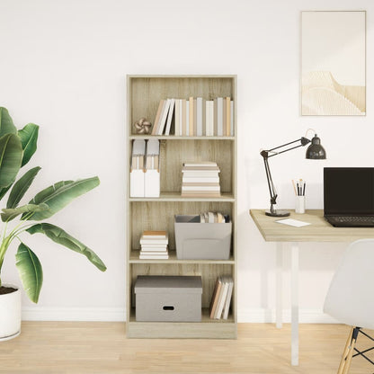 vidaXL Bookcase Sonoma Oak 60x24x143 cm Engineered Wood 3