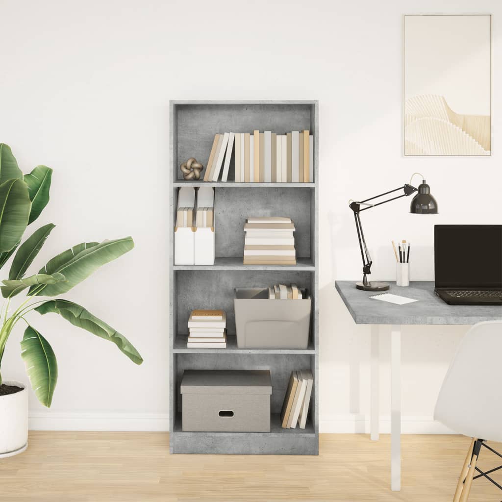 vidaXL Bookcase Concrete Grey 60x24x143 cm Engineered Wood 3