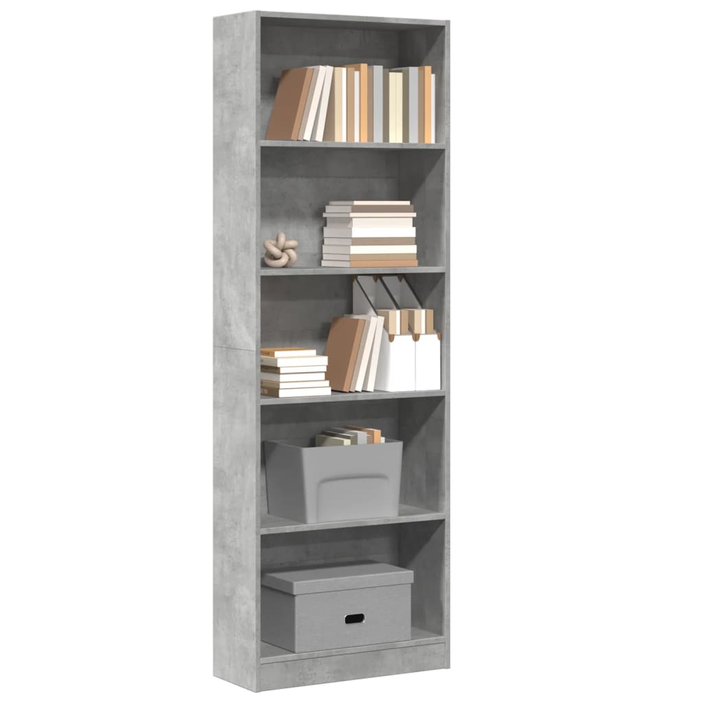 vidaXL Bookcase Concrete Grey 60x24x176 cm Engineered Wood 1