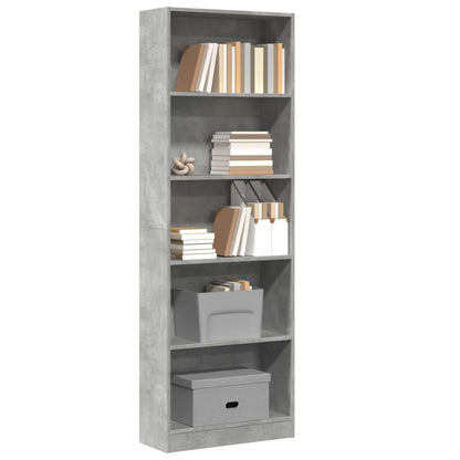 vidaXL Bookcase Concrete Grey 60x24x176 cm Engineered Wood 1