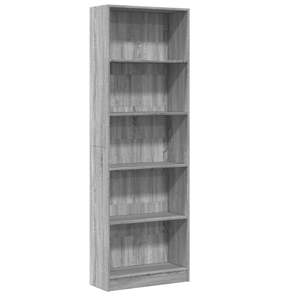 vidaXL Bookcase Grey Sonoma 60x24x176 cm Engineered Wood 2