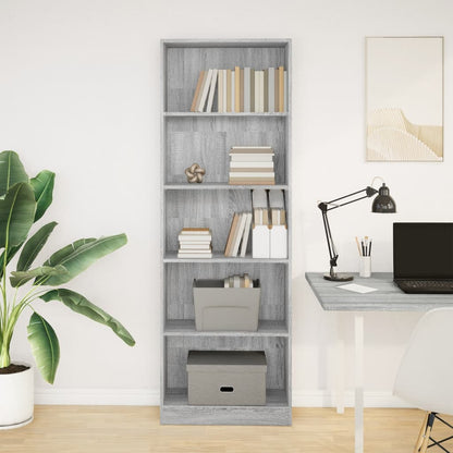 vidaXL Bookcase Grey Sonoma 60x24x176 cm Engineered Wood 3