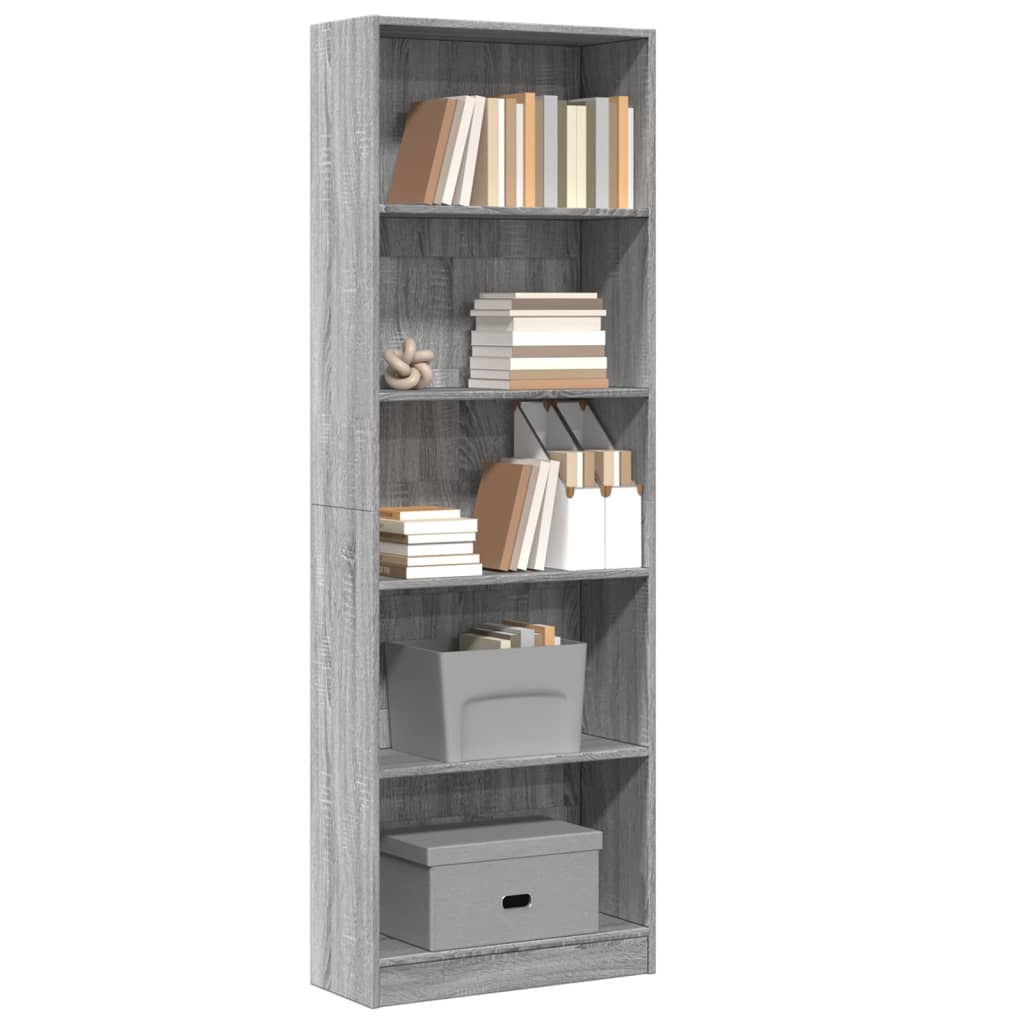 vidaXL Bookcase Grey Sonoma 60x24x176 cm Engineered Wood 1