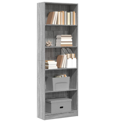 vidaXL Bookcase Grey Sonoma 60x24x176 cm Engineered Wood 1