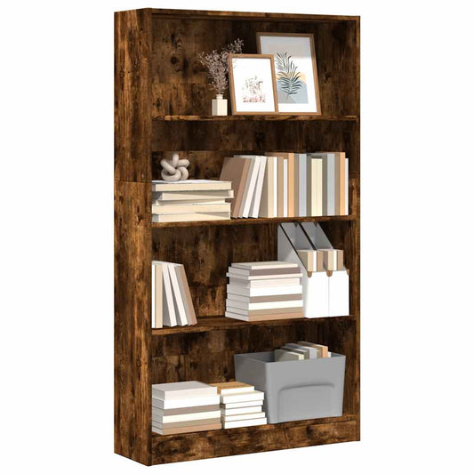 vidaXL Bookcase Smoked Oak 80x24x143 cm Engineered Wood 1
