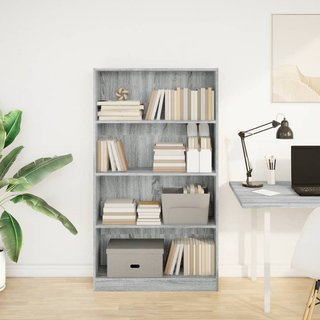 vidaXL Bookcase Grey Sonoma 80x24x143 cm Engineered Wood 3