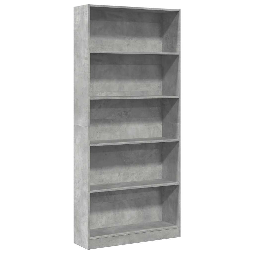 vidaXL Bookcase Concrete Grey 80x24x176 cm Engineered Wood 2