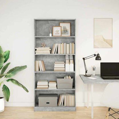 vidaXL Bookcase Concrete Grey 80x24x176 cm Engineered Wood 3
