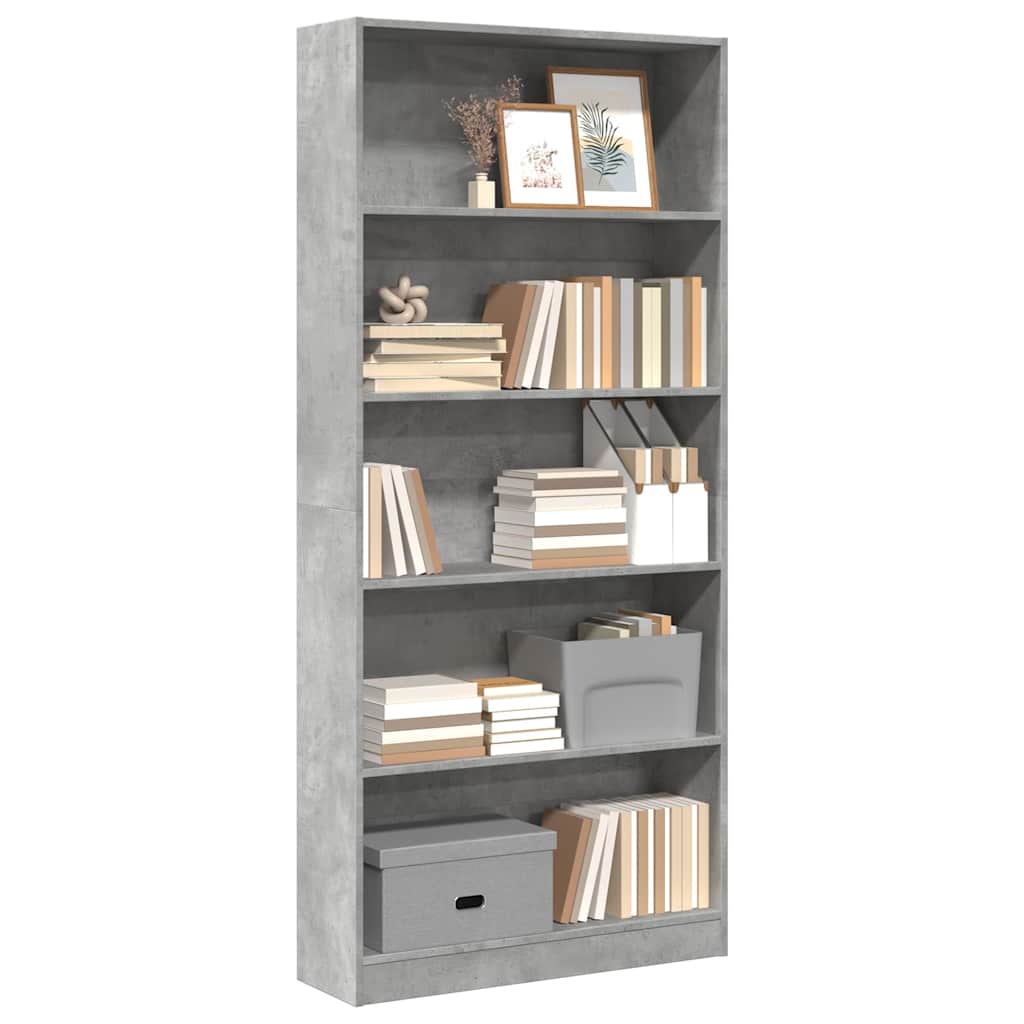 vidaXL Bookcase Concrete Grey 80x24x176 cm Engineered Wood 1