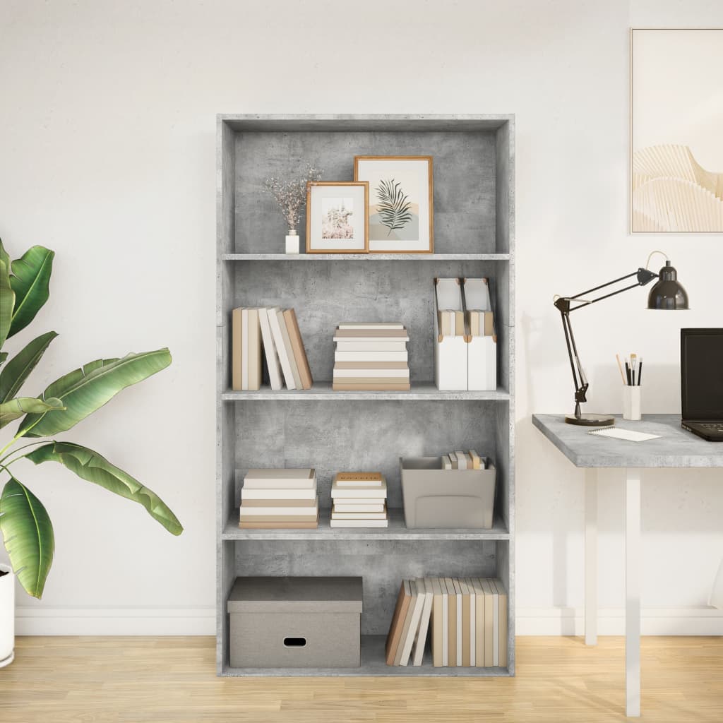 vidaXL Bookcase Concrete Grey 80x30x152 cm Engineered Wood 3