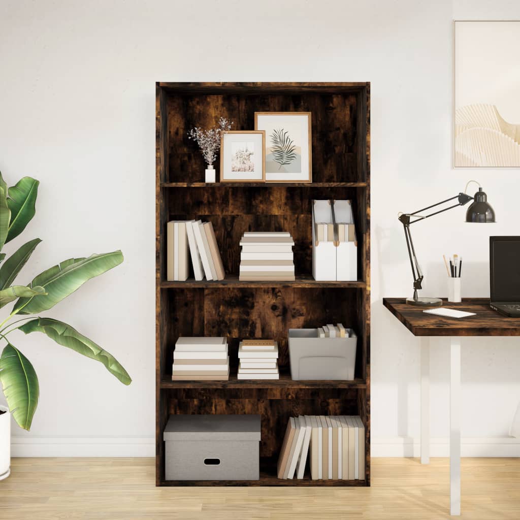 vidaXL Bookcase Smoked Oak 80x30x152 cm Engineered Wood 3