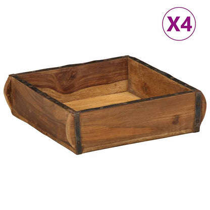 vidaXL Tray 4 pcs Brown 29 x 31 x 10 cm Solid Reclaim Wood 1
