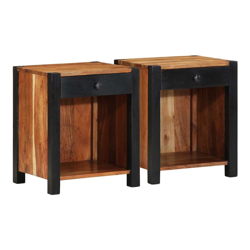 Bedside Cabinet Brown 40 x 35 x 50 cm Solid Acacia Wood 2