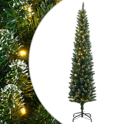 vidaXL Artificial Slim Christmas Tree 300 LEDs 180 cm 1