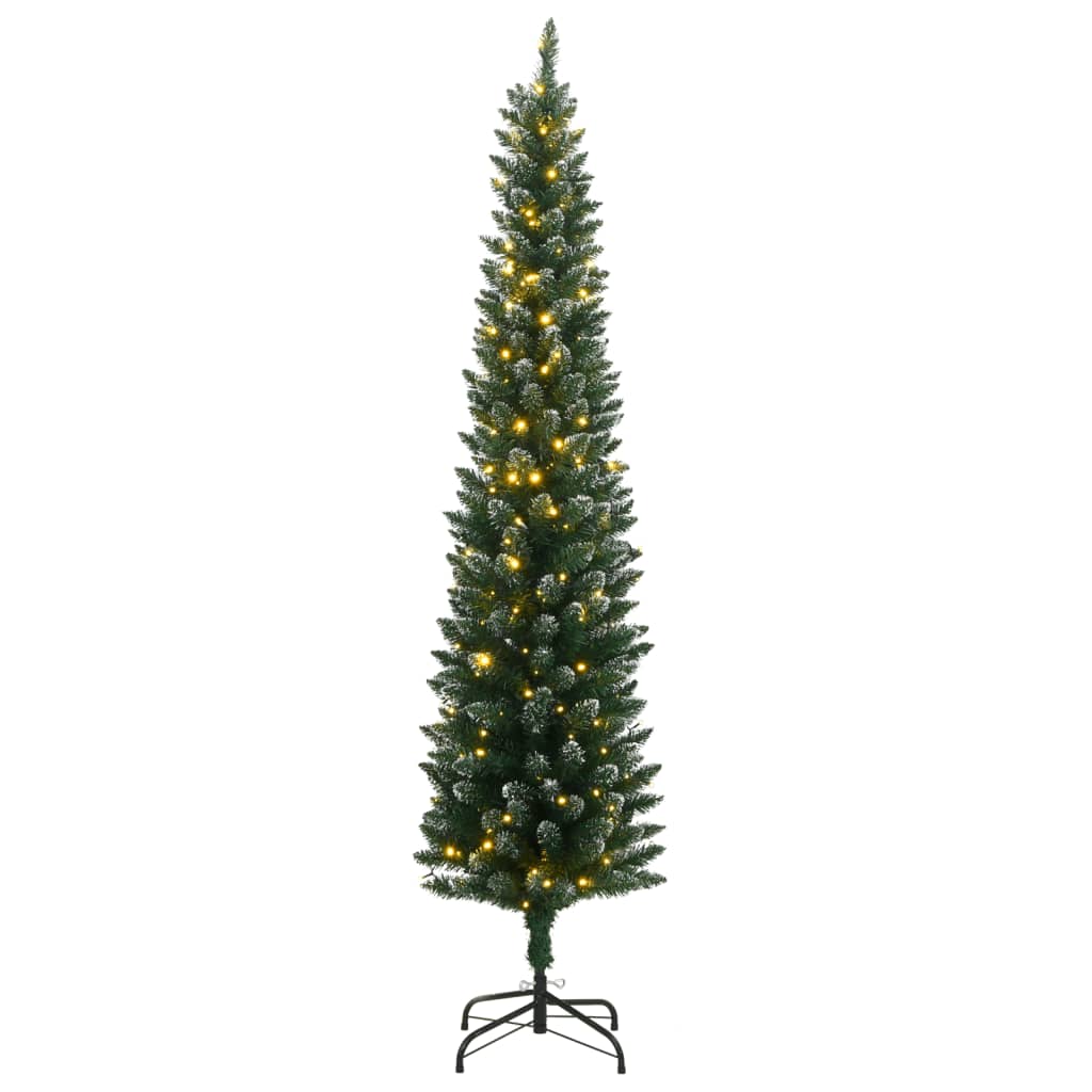 vidaXL Artificial Slim Christmas Tree 300 LEDs 180 cm 2