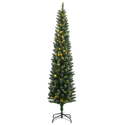 vidaXL Artificial Slim Christmas Tree 300 LEDs 180 cm 2
