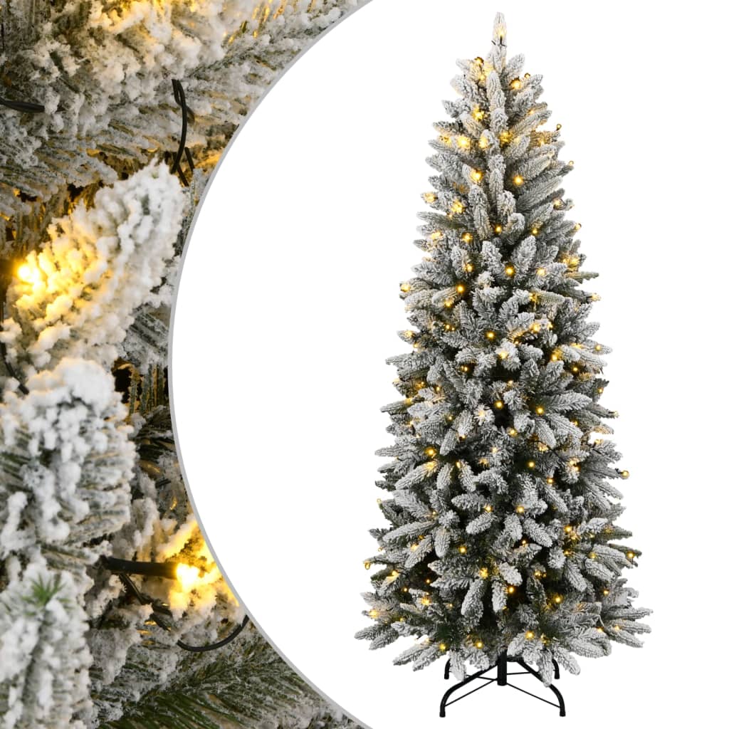 vidaXL Artificial Christmas Tree 150 LEDs and Flocked Snow 120 cm 1