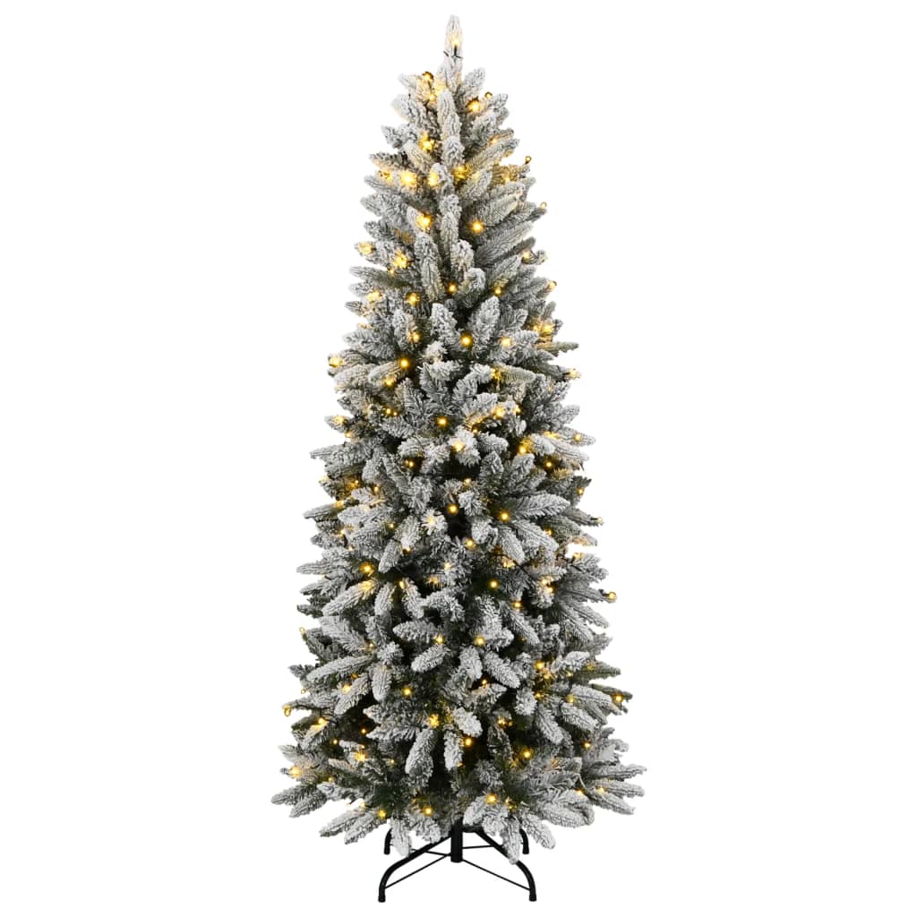 Artificial Christmas Tree White Green and White 180 cm with LEDs