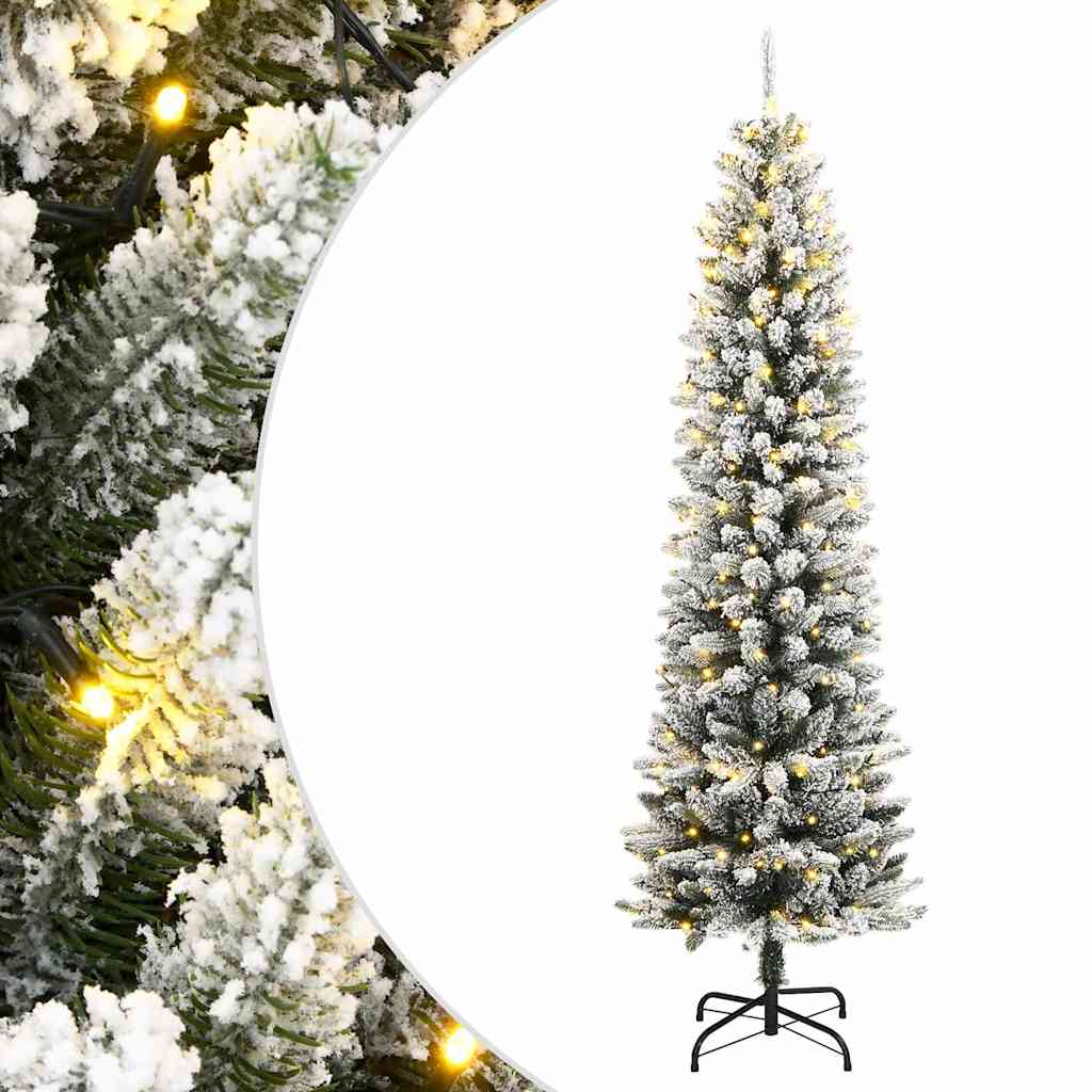 vidaXL Artificial Christmas Tree 150 LEDs and Flocked Snow 120 cm 1