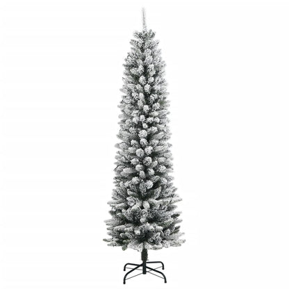 vidaXL Christmas Tree | Green and white | PVC, PE, Steel | Tall and slim 3