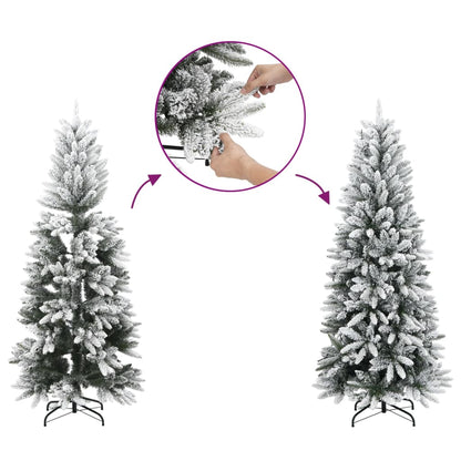 vidaXL Christmas Tree | Green and white | PVC, PE, Steel | Tall and slim 4