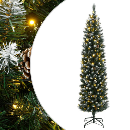 vidaXL Artificial Slim Christmas Tree 150 LEDs 150 cm 1