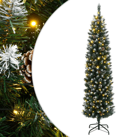 vidaXL Artificial Slim Christmas Tree 150 LEDs 150 cm 1