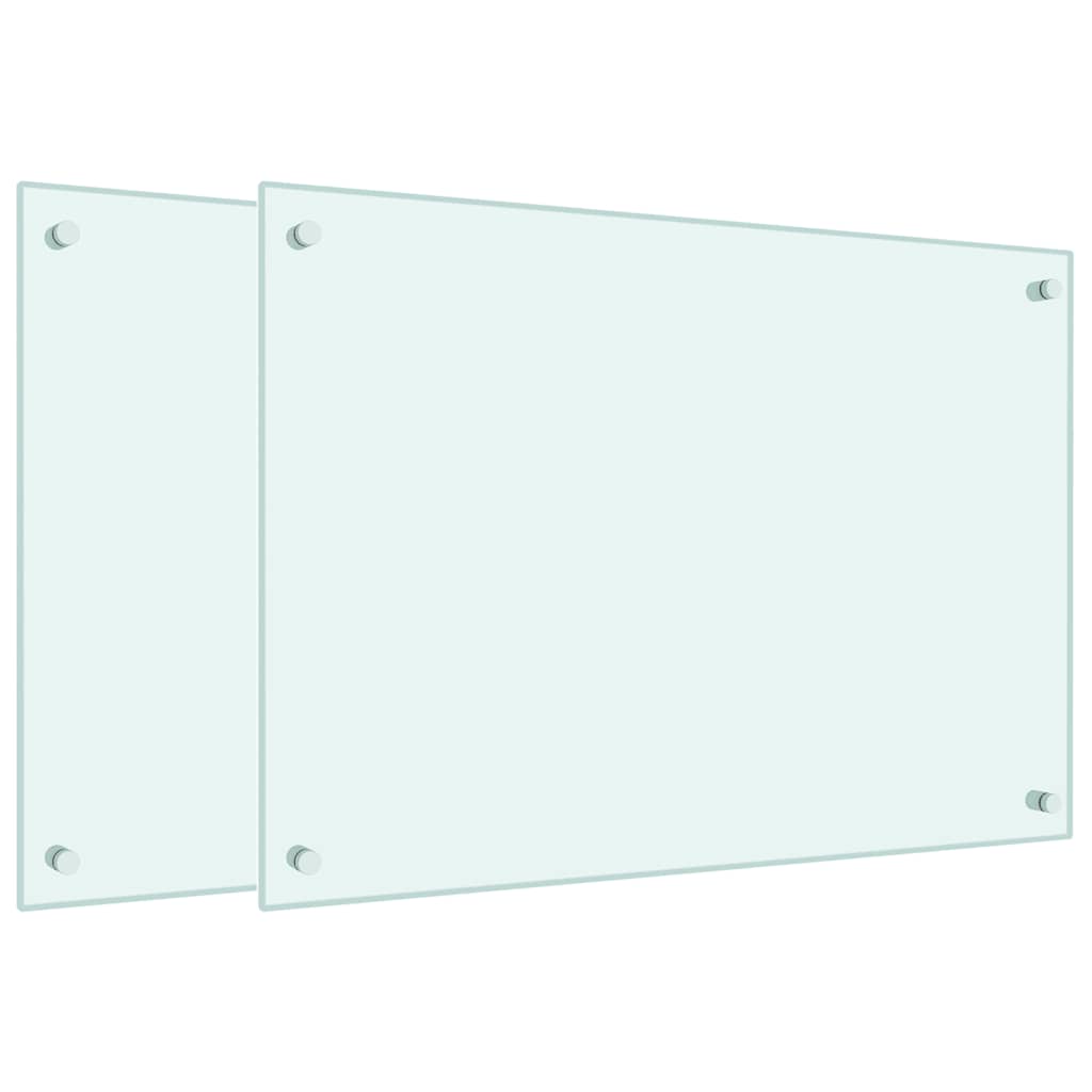vidaXL Kitchen Backsplashes 2 pcs White 70x50 cm Tempered Glass 2
