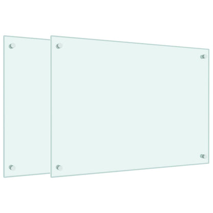 vidaXL Kitchen Backsplashes 2 pcs White 70x50 cm Tempered Glass 2