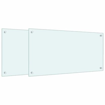 vidaXL Kitchen Backsplashes 2 pcs White 80x40 cm Tempered Glass 2