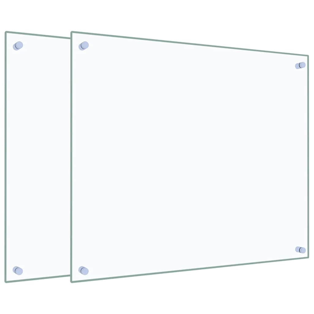 vidaXL Kitchen Backsplashes 2 pcs Transparent 70x60 cm Tempered Glass 2